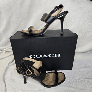 EUC Coach Rori Leather Strappy Heel Sandal – Black / Size 8.5 B – CE319